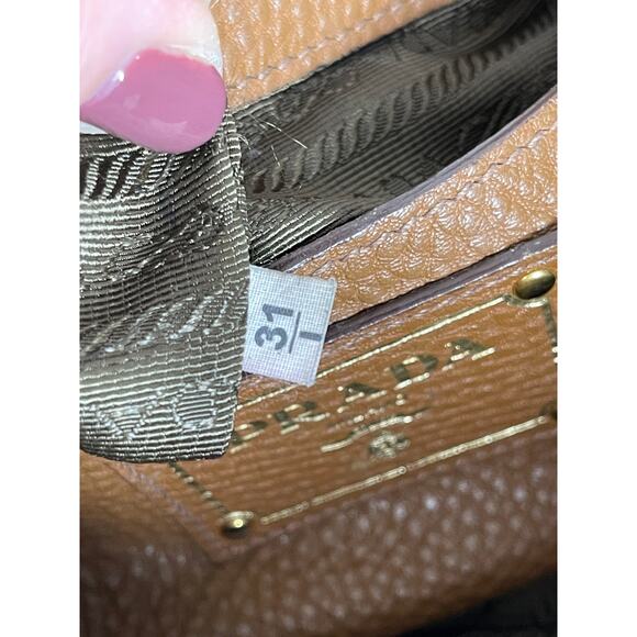 Prada Palissandro Side Zip Pebbled Leather Hand Satchel Bag Tote - Picture 12 of 16